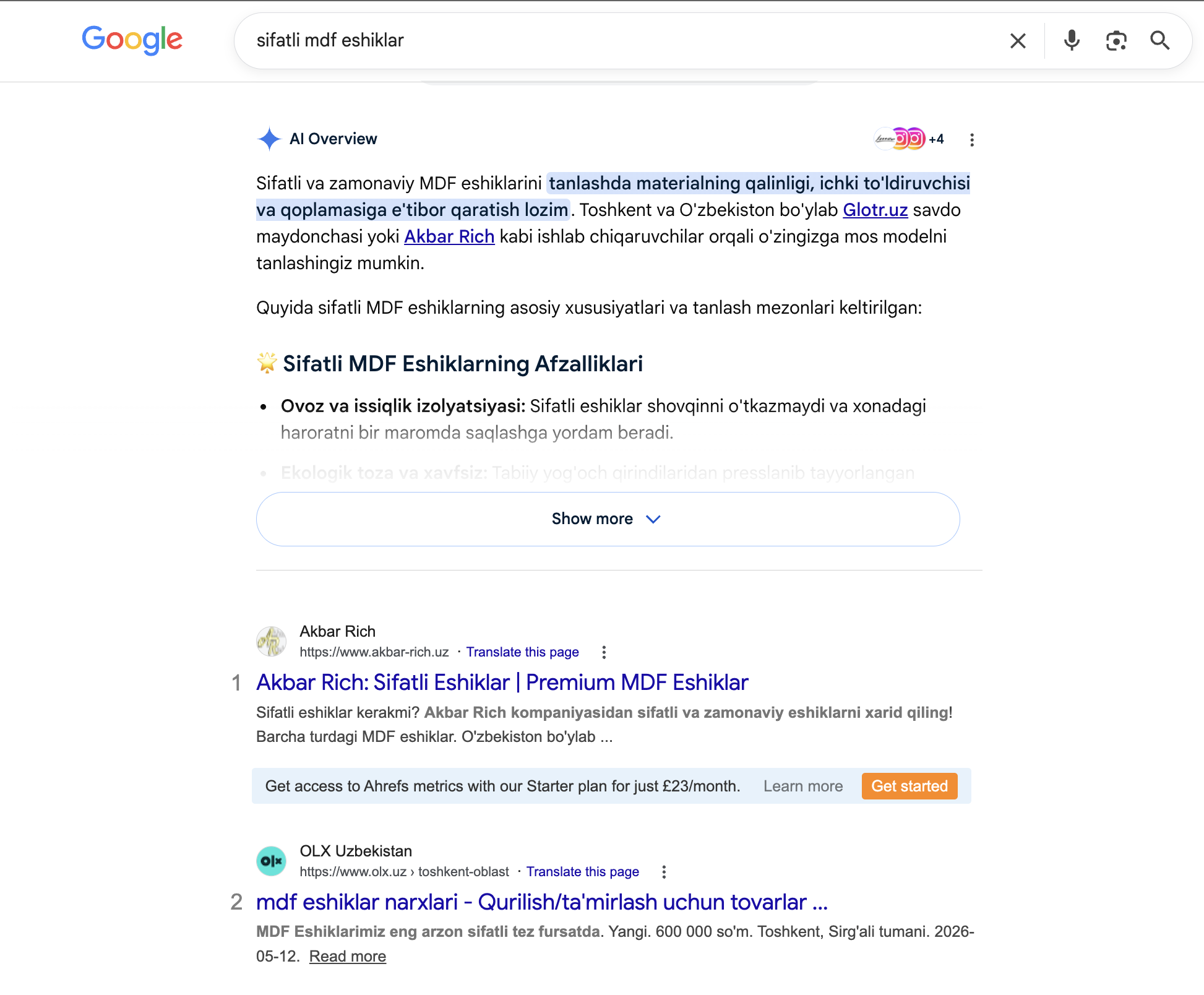 Akbar Rich Google qidiruv natijasi